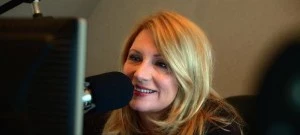 delilah behind microphone Delilah behind the microphone