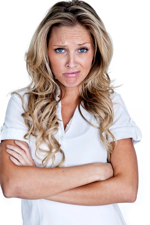 Woman with stubborn, angry or dumbfound expression